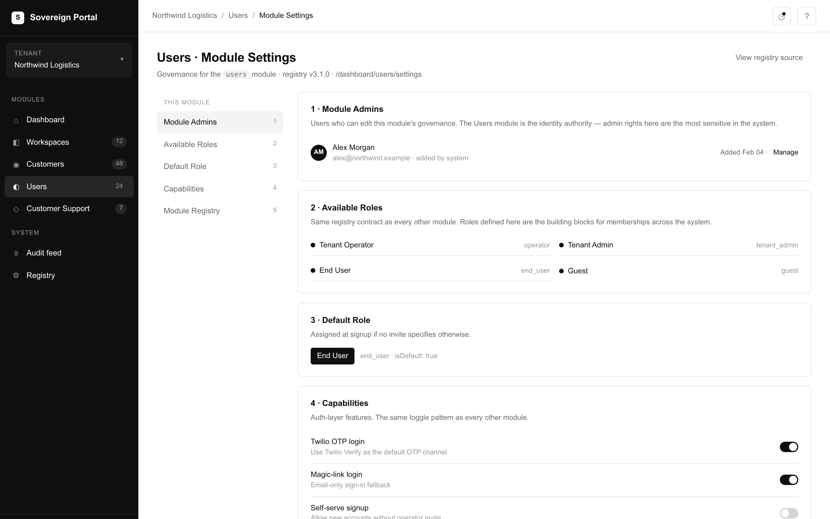 Users module — sovereign foundation
